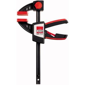 Bessey Serre-joint a une main EZS, Capacite de serrage : 450 mm, Portee 80 mm, Glissiere 19 x 6 mm