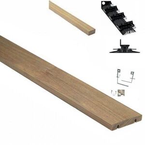 DECKIBOIS Kit de 50m² en bois exotique IPE GRAD CLIPS Longueur 2400mm avec Lambourde, Flat Rail, plot PVC et cle de demontage