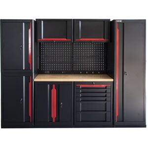 HBM Système d'atelier modulaire 10 pièces, noir et rouge