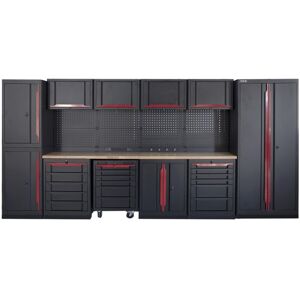 HBM Système d'atelier modulaire, 17 pièces, noir et rouge