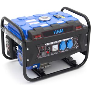 HBM Générateur HBM 2200 Watt, agrégat avec moteur à essence 163cc, 2 x 230 V