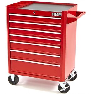 HBM Chariot à outils HBM avec 7 tiroirs - 66 cm - Rouge