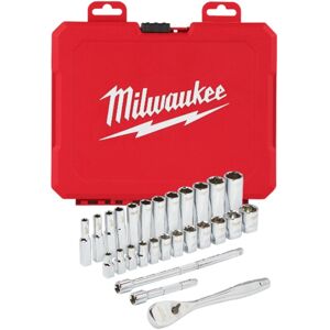 MILWAUKEE Coffret 32 pcs PACKOUT clé/douille cliquet 3/8