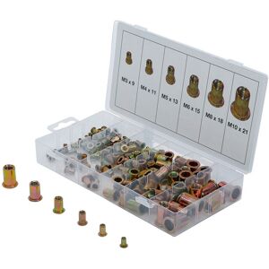 Coffret assortiment de 150 inserts filetes acier galvanise de 3 à 10 mm