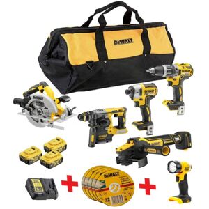 Dewalt - Kit d'outils le bricoleur dans un sac de rangement - Ensemble 5 pièces – DCS570N + DCH273N + DCD796N + DCF887N + DCG405N + 3 Batteries 5,0 - Publicité