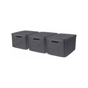 Curver Boîtes de rangement Style avec couvercle 3 pcs L Anthracite - Publicité