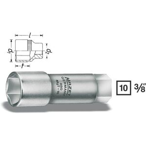 Douille à bougies - Carré creux 10 mm (3/8 pouce) - Profil à 6 pans extérieurs - Taille: 18 - Longueur totale: 62 mm - 880MGT-18