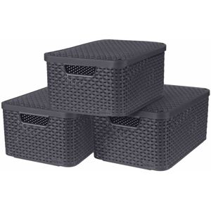 Curver Boîtes de rangement Style avec couvercle 3 pcs M Anthracite - Publicité