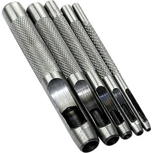 AERZETIX C45879 Lot de 5 Outils de Poinçonnage/Outil Perforateur/Perforatrice de 2/3/4/6/8mm Poinçon Creux pour Faire des Trous Ceinture/Cuire/Liège/Tissu/Bracelet de Montre Marteau Acier - Publicité