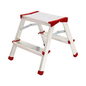 Escabeau / Marche-pied Aluminium 2 marches Portée max 125 kg Pliable Pieds anti-dérapants Brixo