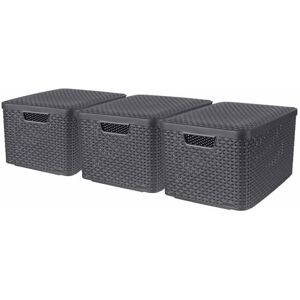 Curver Boîtes de rangement Style avec couvercle 3 pcs L Anthracite Anthracite - Publicité