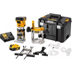 Affleureuse-défonceuse XR 18V DEWALT - 2 batteries 18V5Ah - pince 6-8 mm + accessoires - coffret Tstak - DCW604P2-QW - Publicité