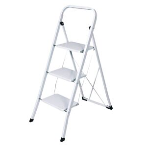 Dema Escabeau en acier 3 marches pliable -- Blanc - Echelle