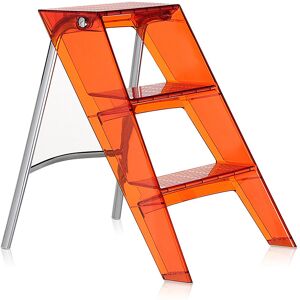 KARTELL escabeau UPPER (Rouge orange - Polycarbonate / Acier chrome)