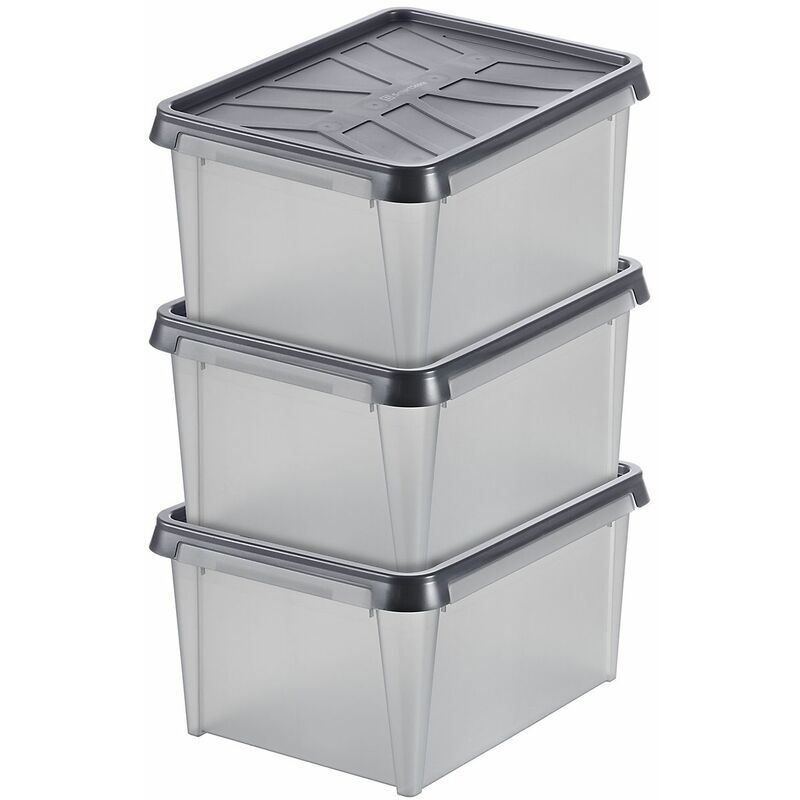 Certeo - Lot de 3x Boîte de rangement Dry   33 l   Étanche   Transparente