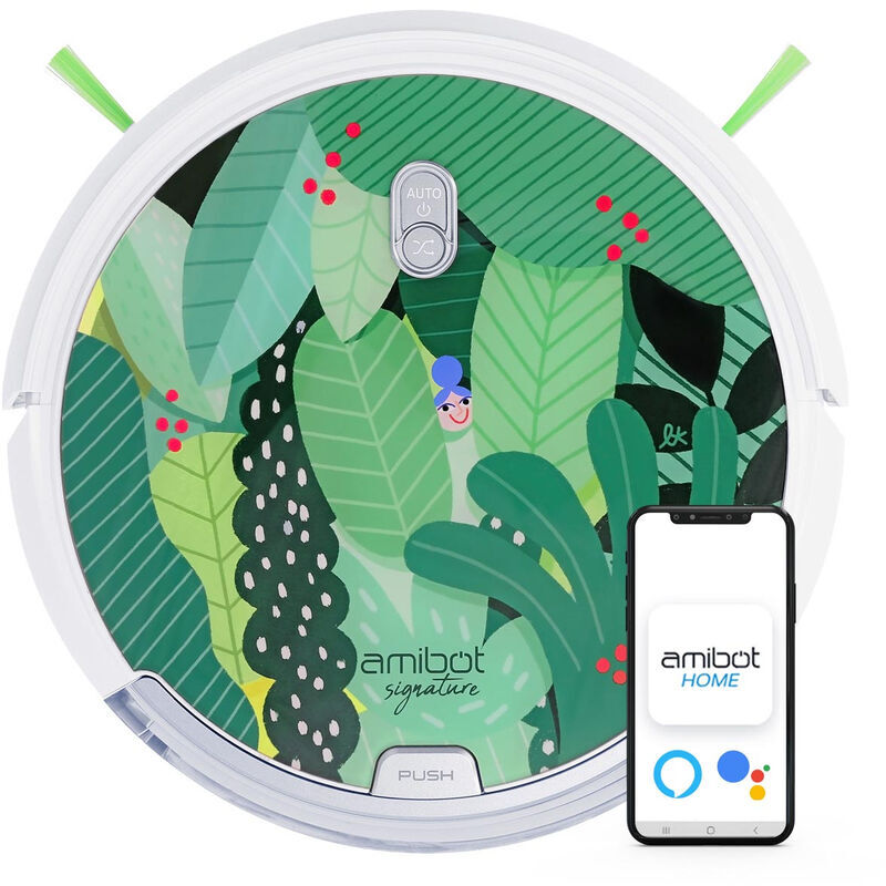 AMIBOT Robot aspirateur et laveur connecté AMIBOT Signature Edition Jungle - Vert