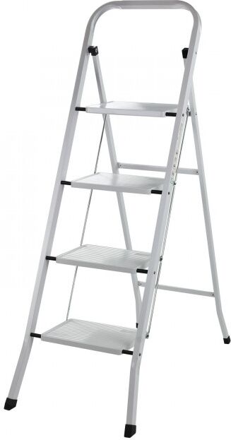 Dema Escabeau en acier 4 marches pliable blanc - Echelle