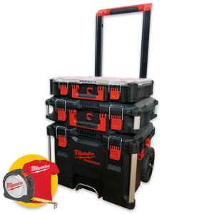 Milwaukee Packout KIT 4 - Trolley carrello portautensili porta attrezzi, 3 pezzi