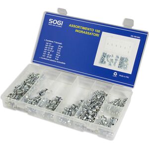 ASSORTIMENTO SET SERIE DI 100 INGRASSATORI TESTINE INNESTO FILETTATURA POLLICI SOGI AS-100-ING