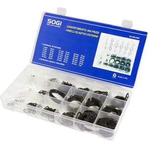 ASSORTIMENTO SET SERIE DI 300 ANELLI ELASTICI SEEGER PER ALBERI ESTERNI SOGI AS-300-SGR