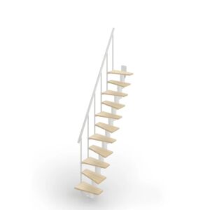 Leroy Merlin Scala a rampa dritto e passo giapponese Saba larghezza 60 cm, struttura in metallo bianco, gradini in legno legno colorato chiaro