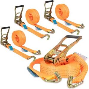 4x cinghie di tensione a cricchetto + 2 ganci, 8 m, 50 mm, 4000 kg, 2 pz.