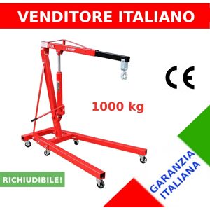 Gru idraulica Pieghevole 1000 kg  -  gruetta officina per sollevamento motori - Paranco, Capretta, Sollevatore