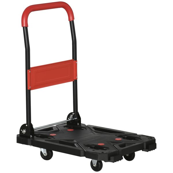 durhand carrello pieghevole da trasporto in acciaio e pp, max. 150 kg, 70x52.5x90 cm, nero e rosso