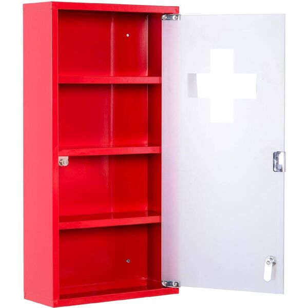 dechome d0547 armadietto cassetta pronto soccorso per medicinali rosso 60x30x12 cm - d0547