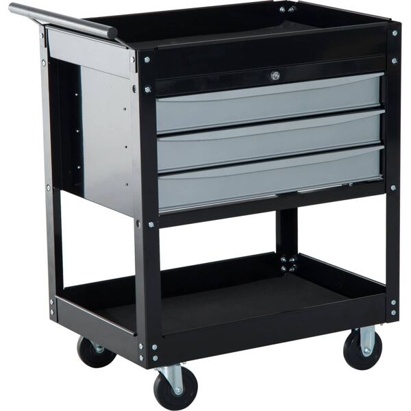 dechome bd0051bk carrello da officina professionale cassettiera portautensili in lamiera nero 68x46x88 cm - bd0051bk