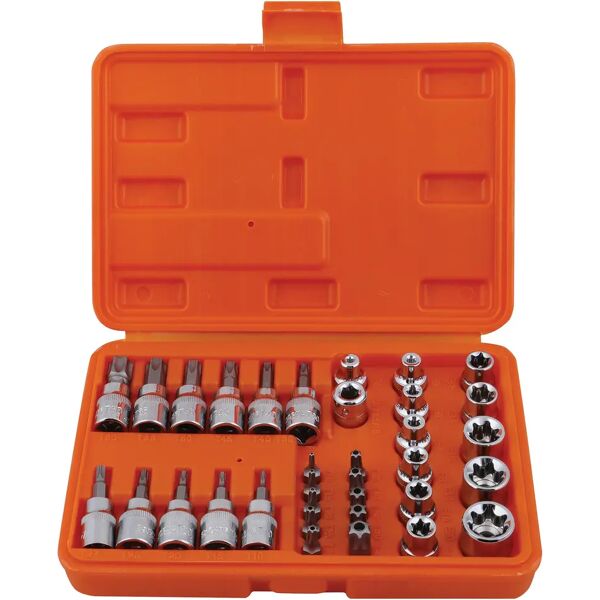 tecnomat set 34 bussole torx m/f da e4 a e20 torx con foro e senza da t10 a t60 valigetta metallo