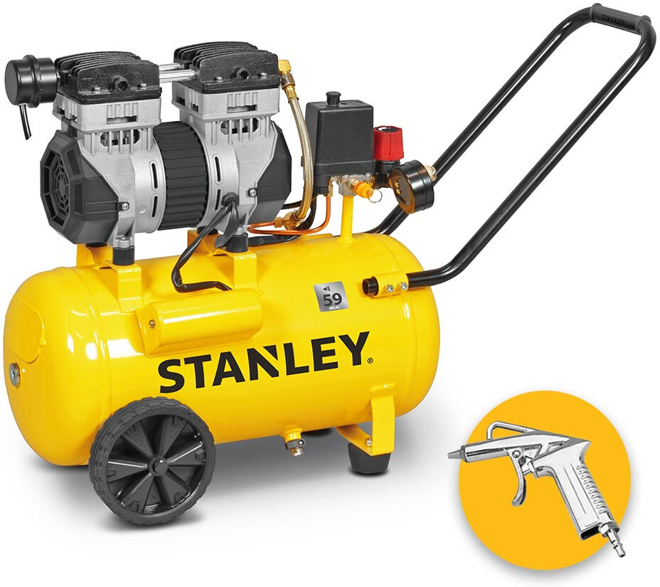 Stanley DST 150/8/24 Compressore aria silenzioso 24 lt, 1,3 HP