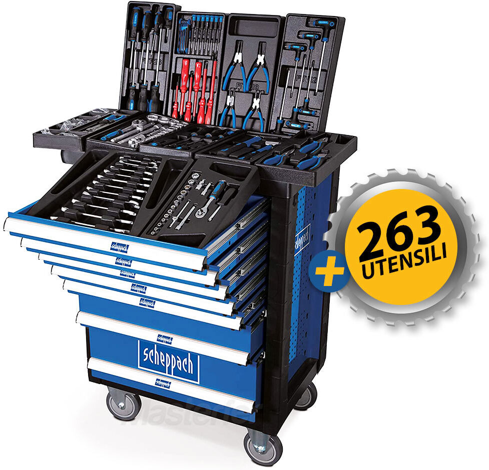 Scheppach TW1000 - Carrello attrezzi da officina porta utensili completo 263PZ