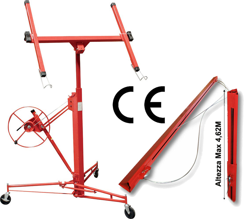 Carrello Alzalastre per Cartongesso, Alza Lastre Solleva Pannelli + Estensione - Prolunga