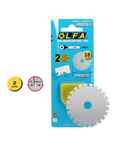 Olfa 2 Lame Dentellate Di Ricambio  Prb28-2 Per Cutter A Disco 28mm