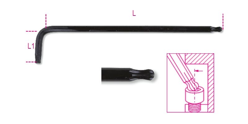 Beta 97BTXL 09 Haakse stiftsleutels met kogelkop, lang model, voor Torx® schroeven