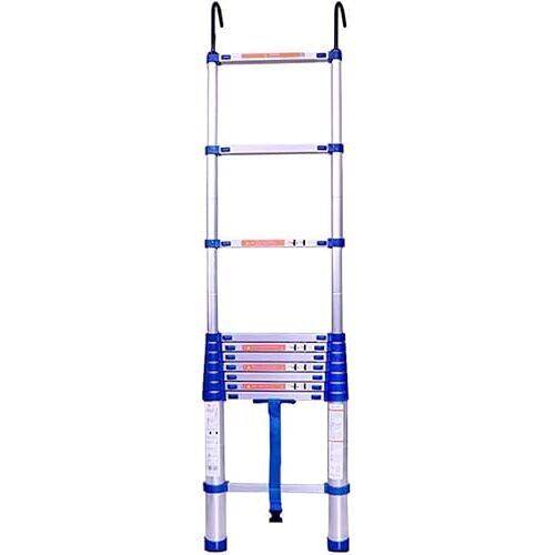 WXQWQX Telescopische uitschuifbare ladder Telescopische aluminium verlenging Rechte ladder met haak, opvouwbare multifunctionele uitschuifbare doe-het-zelf draagbare ladder voor thuiszolder, kantoortechnie