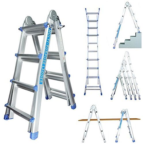 worktekk ® Professionele 4/7/14 telescopische ladder, 14 sporten, aluminium ladder, multifunctionele ladder, vouwladder, aluminium schilderladder, multifunctionele ladder, little giant