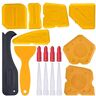 SRMAN 17 Stuks Kitgereedschap Kit Siliconen Kit Afwerking Tool Grout Schraper Caulk Remover en Caulk Nozzle en Caulk Caps (Geel)