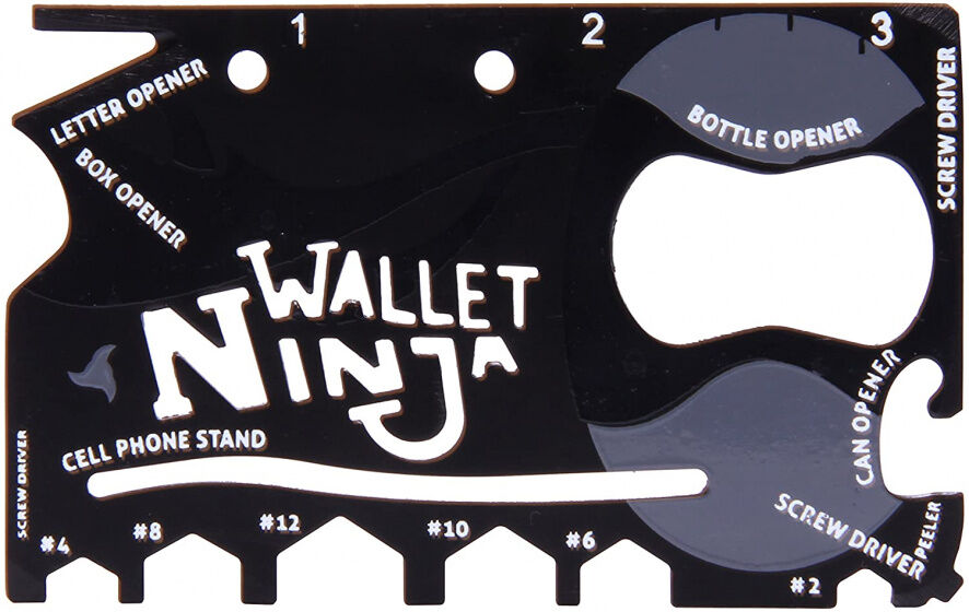 thumbsUp! multitool Wallet Ninja 7 cm zwart 18 functies - Zwart