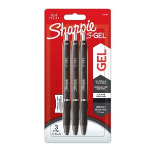 Sharpie® Rollerball S-Gel 0.7mm Black, 3-Pakk