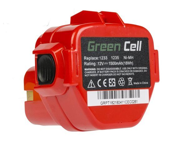 24hshop Green Cell verktøysbatteri 1220 1222 PA12 til Makita 1050D 4191D 6270D 6835D 8280