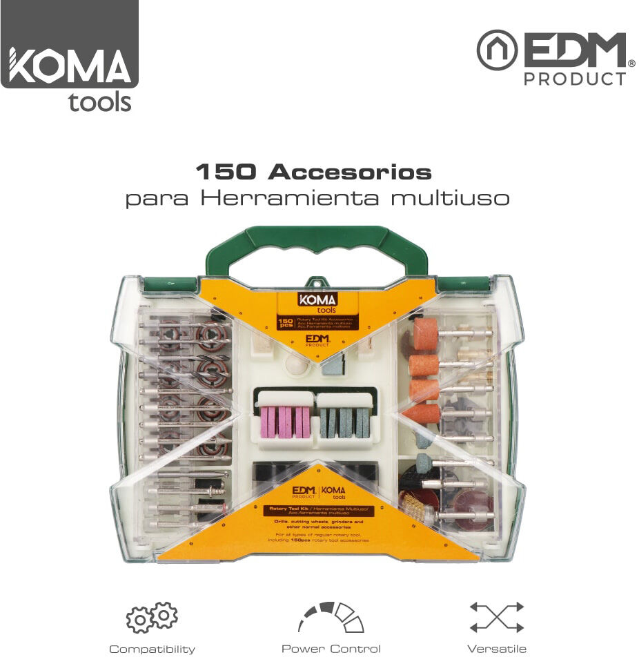 EDM Conjunto de 150 Acessorios Koma Tools P/ Edm08709