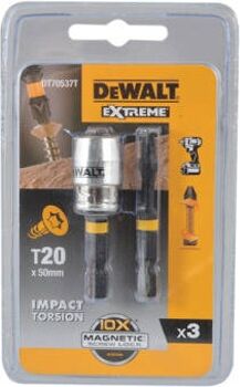 DeWalt Pontas Torção de Impacto 2 x T20 e Adaptador Magnético com Bloqueio