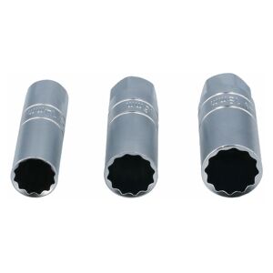 Laser Tools - Metric Thin Wall Spark Plug Socket Set 3/8D 3pc Rubber Inserts 7295