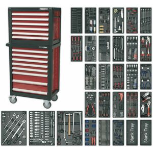 Loops - premium 14 Drawer Topchest & Rollcab Bundle - 1233 Piece Tool Kit - Heavy Duty