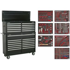 Loops - premium 23 Drawer Topchest & Rollcab Bundle with 446 Piece Tool Kit - Black