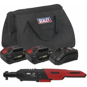 Sealey - Cordless Ratchet Wrench 3/8Sq Drive Kit 20V SV20 Series - 2 Batteries CP20VRWKIT