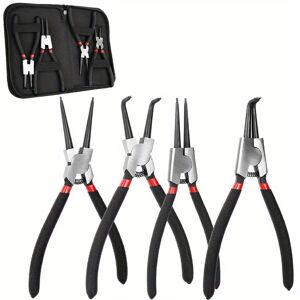 Temu 4pcs-7 Inches Internal/external Circlip Pliers Kit, Snap Ring Pliers Set Heavy Duty, Straight/bent Jaw Pliers Tips C-clip Pliers For Ring Remover Retaining Black