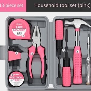 SHEIN 1pc Multifunctional Tool Set, Household Hardware Kit, Combination Set Including Pliers, Tape Measure, Screwdriver, Hammer, Etc., Complete Tools For Wide Applications Pink 13-piece Hammer Set,24 Piece Set Pink,24 Piece Set Yellow